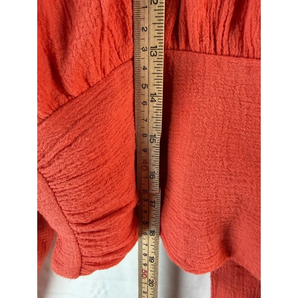 Jen's Pirate Booty for Free People Orange Red Cotton Gauze Tie Back Crop Top S